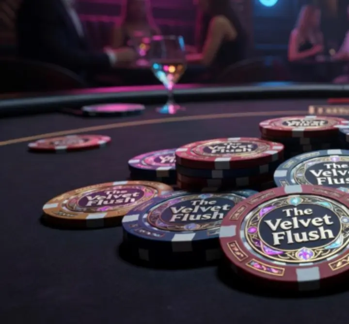 Fiktív poker zsetonok közelről neonfényben