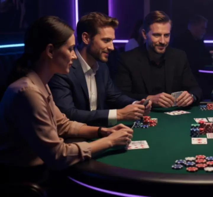 Éjszakai offline poker esemény neon fényekkel